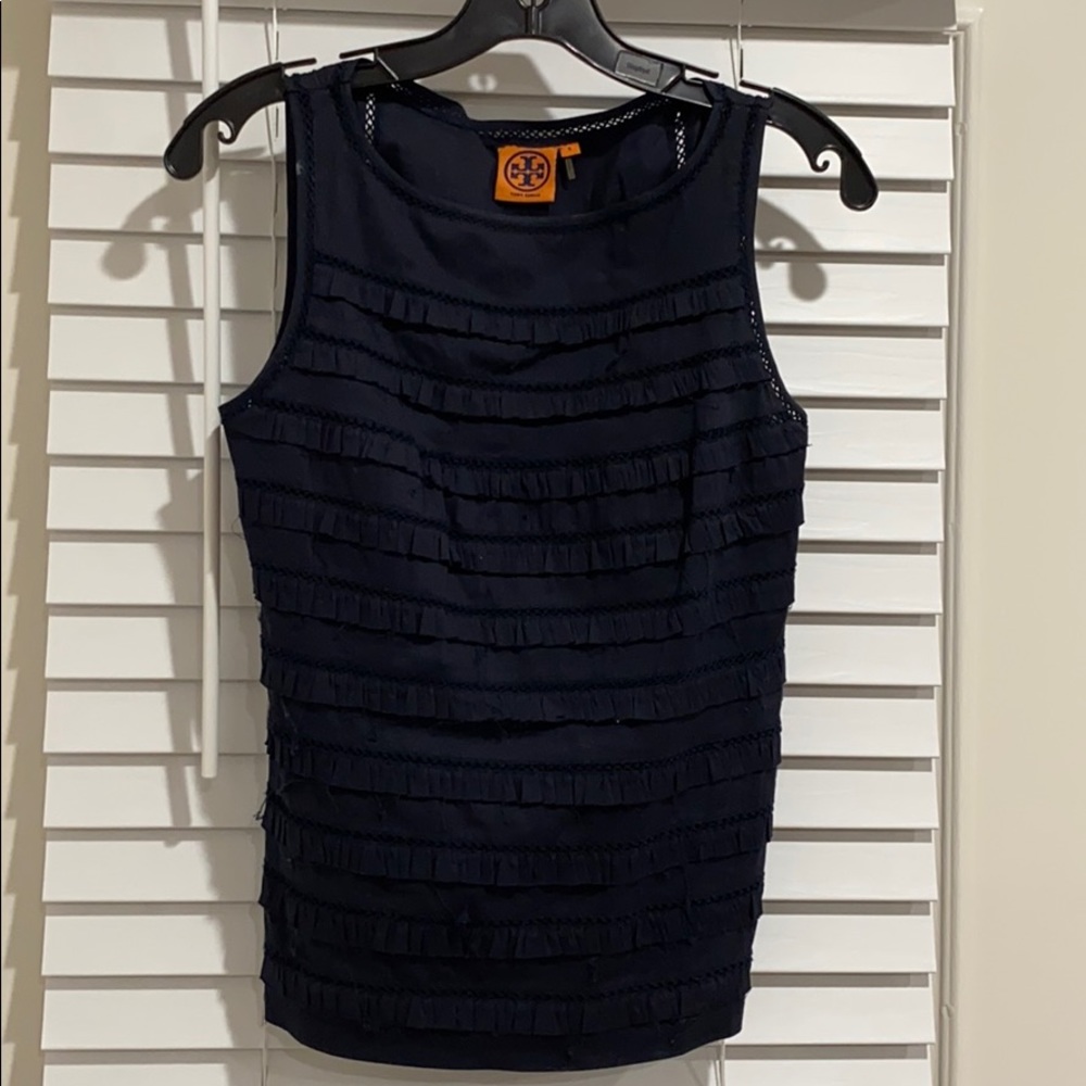 Tory Burch Navy Camisole with Ruffle Detail